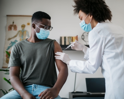 Patient receiving injection.